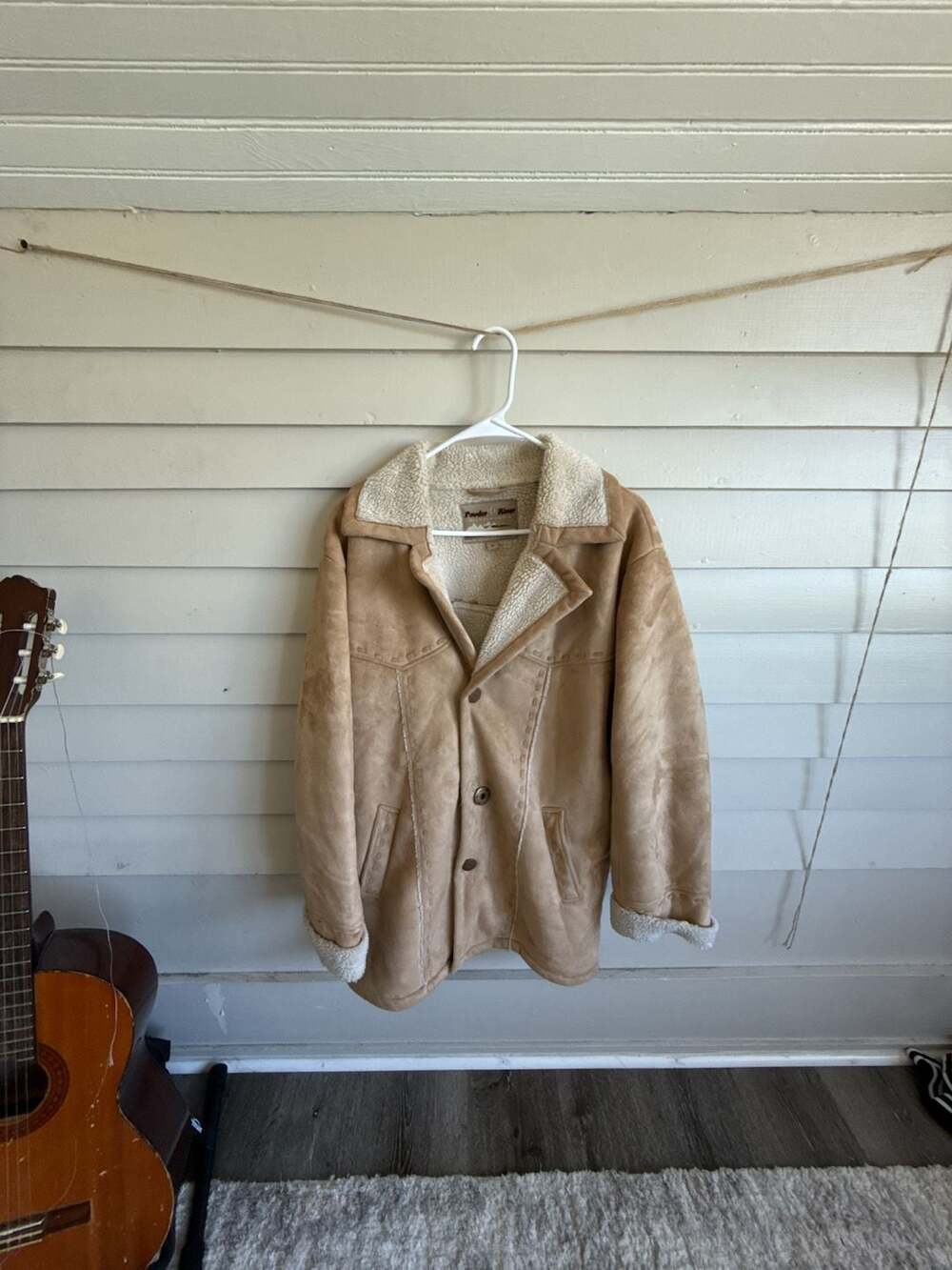 Classic rancher Tan Suede Sherpa Lined Jacket Coat Mens Medium